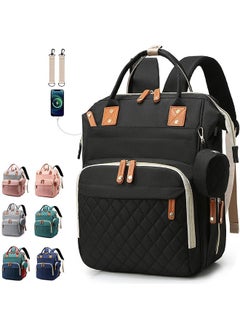 Hihonor Diaper Bag Backpack Baby Bag, Baby Girl Boy Diaper Bag for Dad Mom with Pad, 16 Pockets, Pacifier Case, Large Diaper Bag Unisex for Travel (Black)  - Image 1
