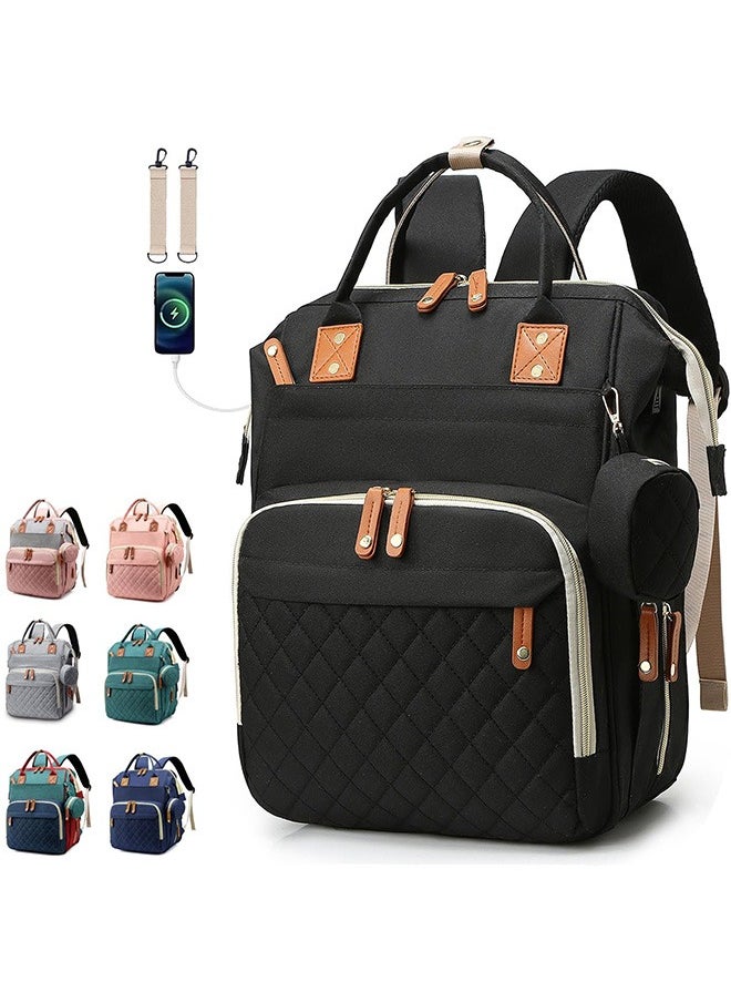 Hihonor Diaper Bag Backpack Baby Bag, Baby Girl Boy Diaper Bag for Dad Mom with Pad, 16 Pockets, Pacifier Case, Large Diaper Bag Unisex for Travel (Black)  - Image 1
