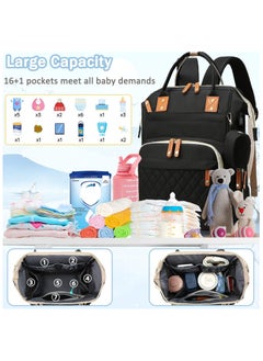 Hihonor Diaper Bag Backpack Baby Bag, Baby Girl Boy Diaper Bag for Dad Mom with Pad, 16 Pockets, Pacifier Case, Large Diaper Bag Unisex for Travel (Black)  - Image 2