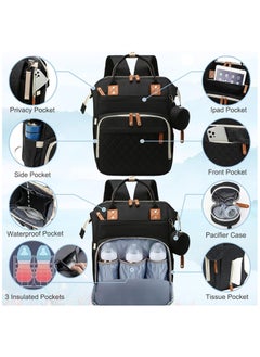 Hihonor Diaper Bag Backpack Baby Bag, Baby Girl Boy Diaper Bag for Dad Mom with Pad, 16 Pockets, Pacifier Case, Large Diaper Bag Unisex for Travel (Black)  - Image 3