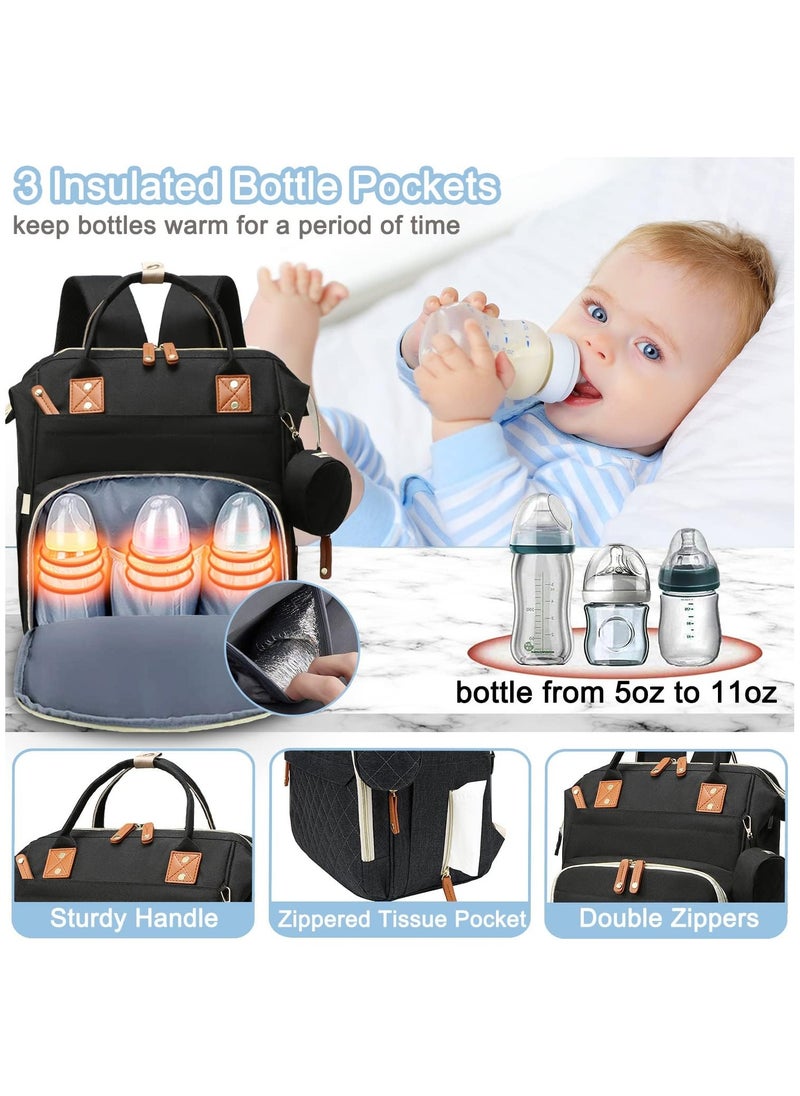 Hihonor Diaper Bag Backpack Baby Bag, Baby Girl Boy Diaper Bag for Dad Mom with Pad, 16 Pockets, Pacifier Case, Large Diaper Bag Unisex for Travel (Black)  - Image 4