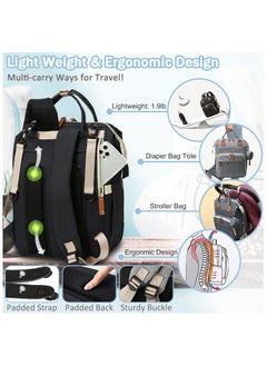 Hihonor Diaper Bag Backpack Baby Bag, Baby Girl Boy Diaper Bag for Dad Mom with Pad, 16 Pockets, Pacifier Case, Large Diaper Bag Unisex for Travel (Black)  - Image 5