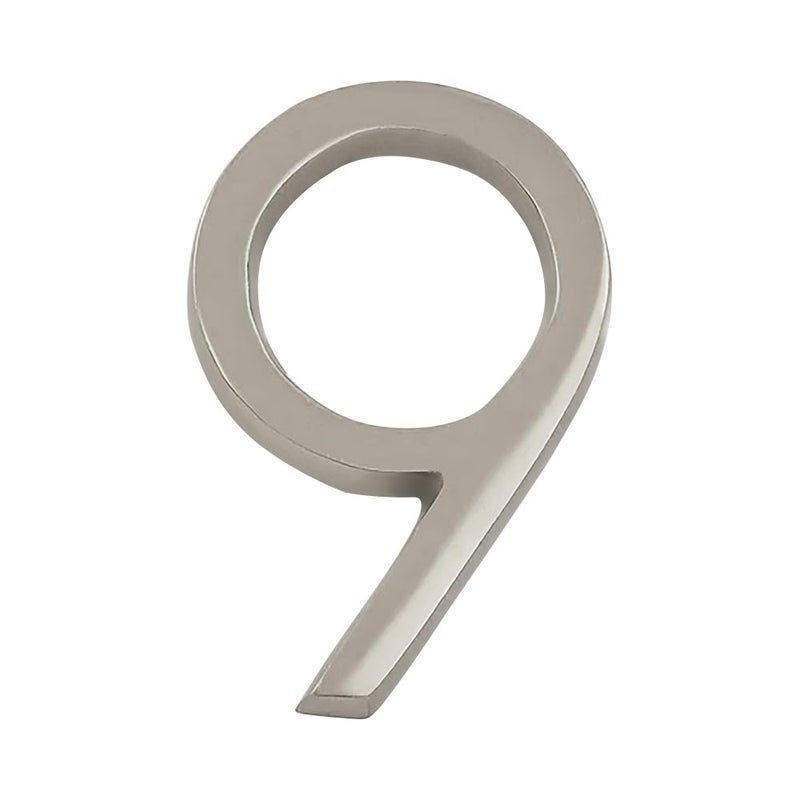 DecorTwist Metal House Number Modern Silver House Numbers For Flat Door Hostel Hotel Lodge Apartment College Library Rack Number Warehouse 10cm 4 Inch Height Number 9 - Image 1