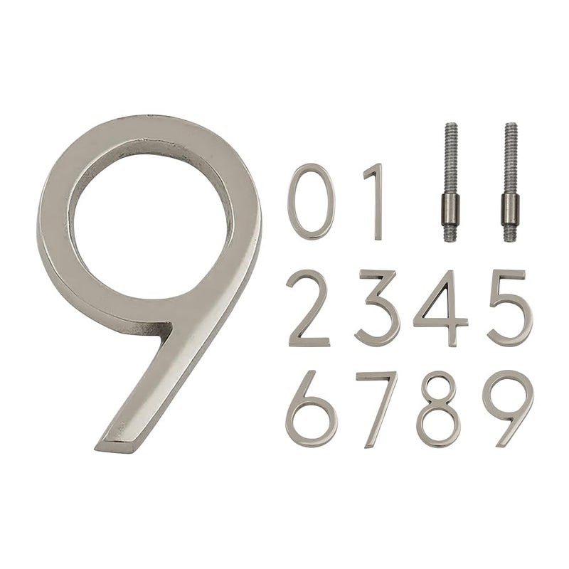 DecorTwist Metal House Number Modern Silver House Numbers For Flat Door Hostel Hotel Lodge Apartment College Library Rack Number Warehouse 10cm 4 Inch Height Number 9 - Image 2