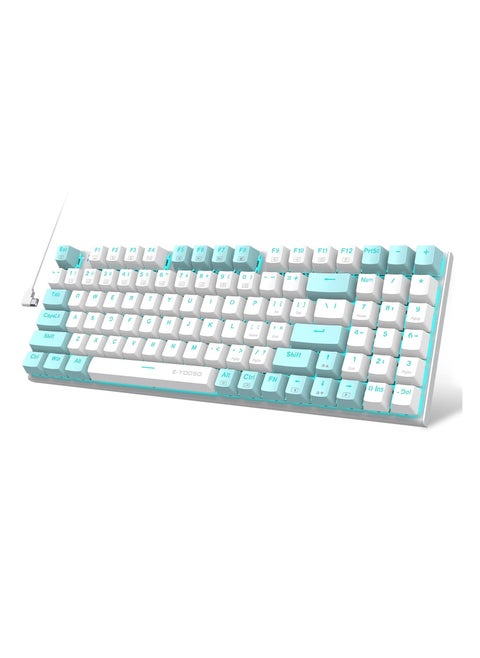 Z-19 94 keys Mechanical Keyboard, Brown Switch Wired Gaming Keyboard with Blue Backlit, Arrow Keys & Numpad for PC/Mac Gamer - White Blue