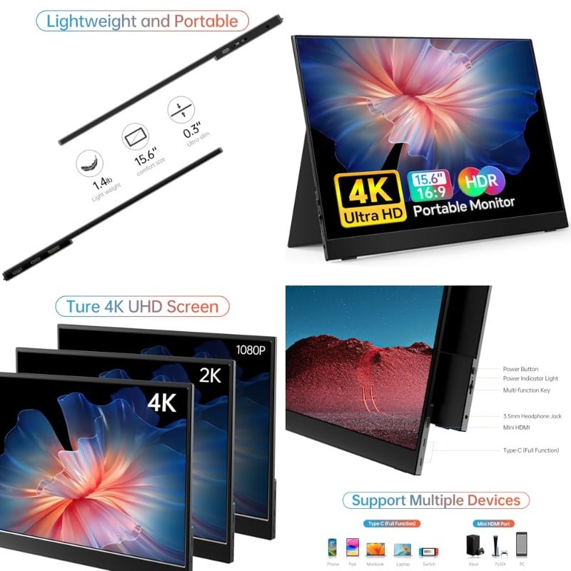 MNN MNN Portable Monitor 15 6 4k Uhd 15.6 inch Z66B613FD65B89EA94681Z