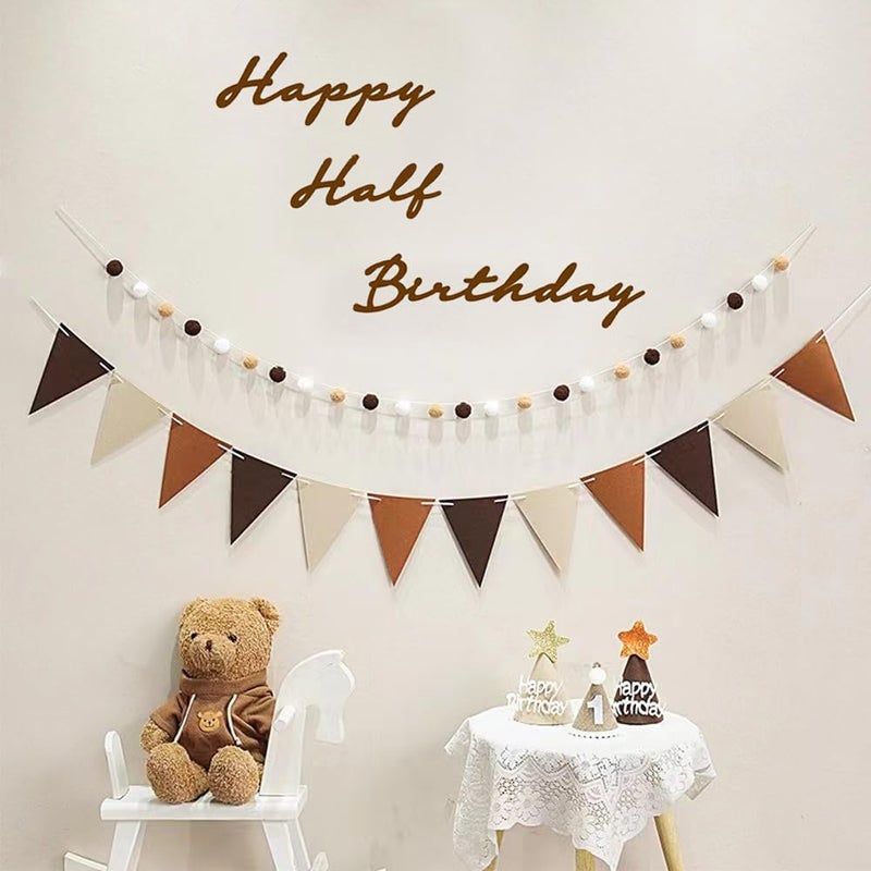مانجو نصف عيد ميلاد شعر زينة الحفلة مجموعة Woodland Series NonWooven 12 عاما سعيد نصف عيد ميلاد راية إكليل ديكور عيد ميلاد مع قبعة الحزب للأولاد والبنات الاطفال الطفل خلفية الصورة لصالح الحزب - Image 1