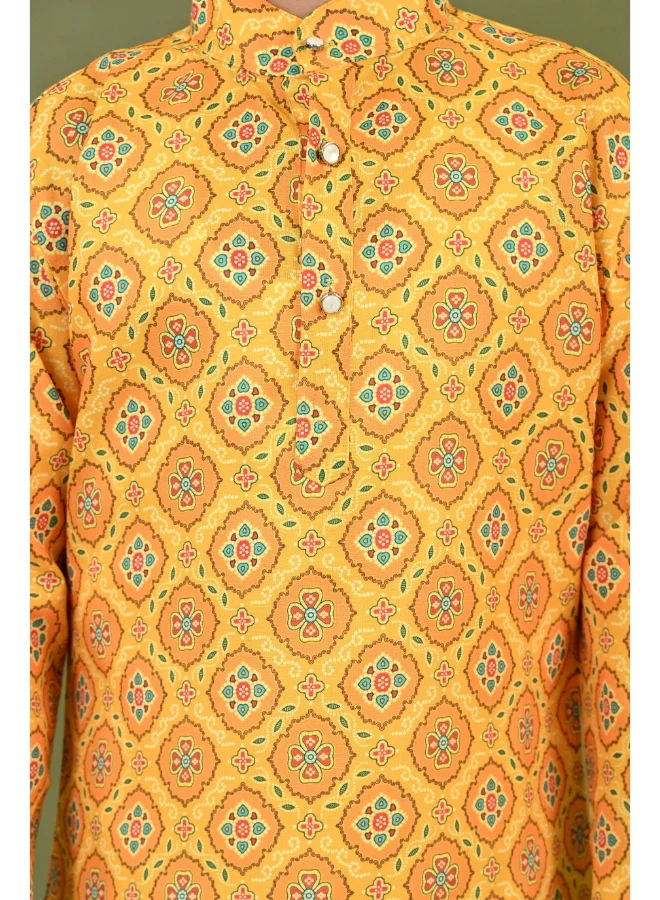 BT DEZINES Boys Mustard Cotton Kurta and Pyjama Set