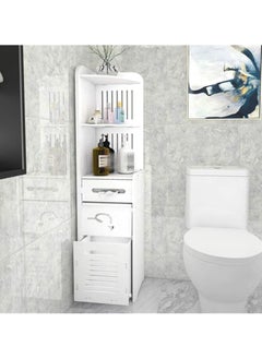 LINGWEI Bathroom Multi Level Corner Cabinet Bathroom Toilet Paper Holder Floor Standing Freestanding Bathroom Storage Cabinet Organize Shelf Thin Toilet Vanity Cabinet Narrow Bath Sink Organizer  - Image 2