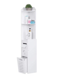LINGWEI Bathroom Multi Level Corner Cabinet Bathroom Toilet Paper Holder Floor Standing Freestanding Bathroom Storage Cabinet Organize Shelf Thin Toilet Vanity Cabinet Narrow Bath Sink Organizer  - Image 3