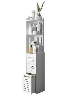 LINGWEI Bathroom Multi Level Corner Cabinet Bathroom Toilet Paper Holder Floor Standing Freestanding Bathroom Storage Cabinet Organize Shelf Thin Toilet Vanity Cabinet Narrow Bath Sink Organizer  - Image 5
