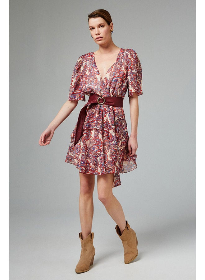 BSB Keyhole printed dress with frills - Image 4