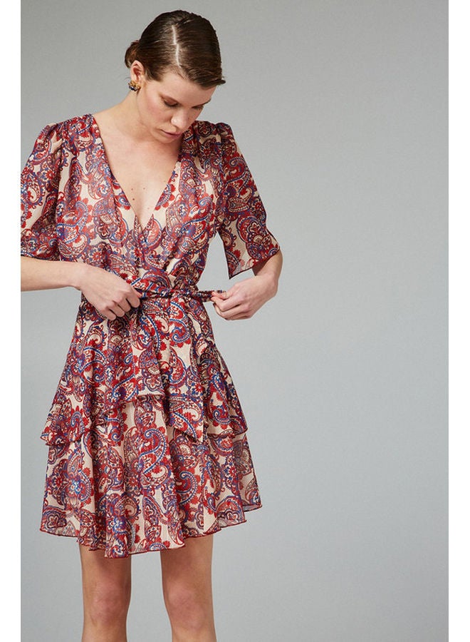 BSB Keyhole printed dress with frills - Image 3