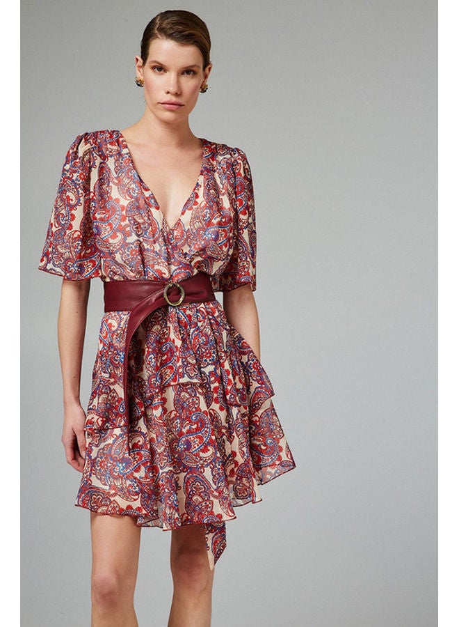 BSB Keyhole printed dress with frills - Image 2