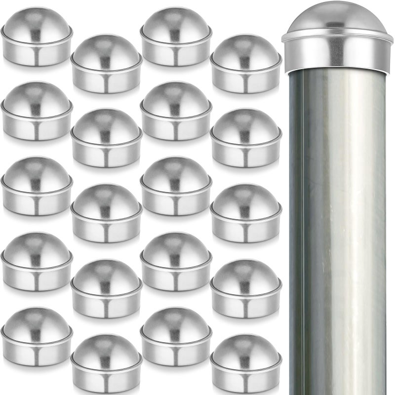 Yaocom 20 Pcs Chain Link Fence Post Cap Round Dome External Post Caps Aluminum Chain Link Caps Only Use For Outside Diameter Post Outdoor Chain Link Fence Parts (1-3/8"") - Image 1