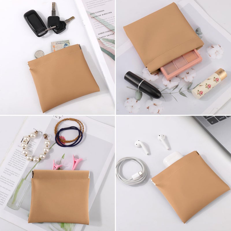 BUSOHA 3 Pack Small Makeup Bag for Purse - Mini Portable Cosmetic Bags for Women, Coin Purse Lipstick Cosmetic Accessories Organizer, Small Travel Kit Storage Pouch(Brown) - Image 4