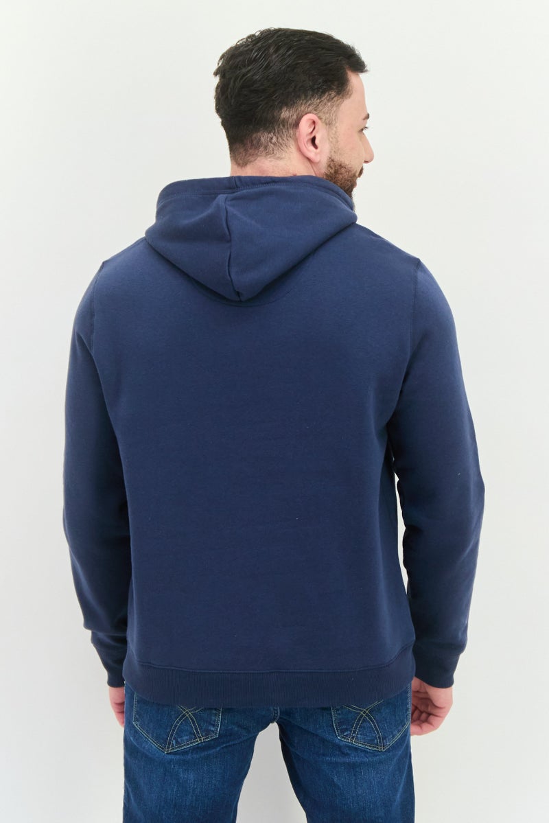 Desert Dunes Men Hooded Embroidered Long Sleeves Sweatshirt, Navy - Image 3