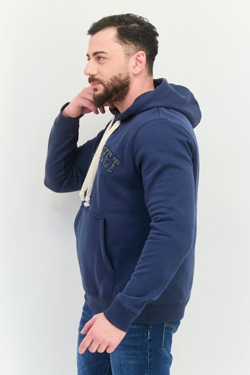 Desert Dunes Men Hooded Embroidered Long Sleeves Sweatshirt, Navy - Image 4