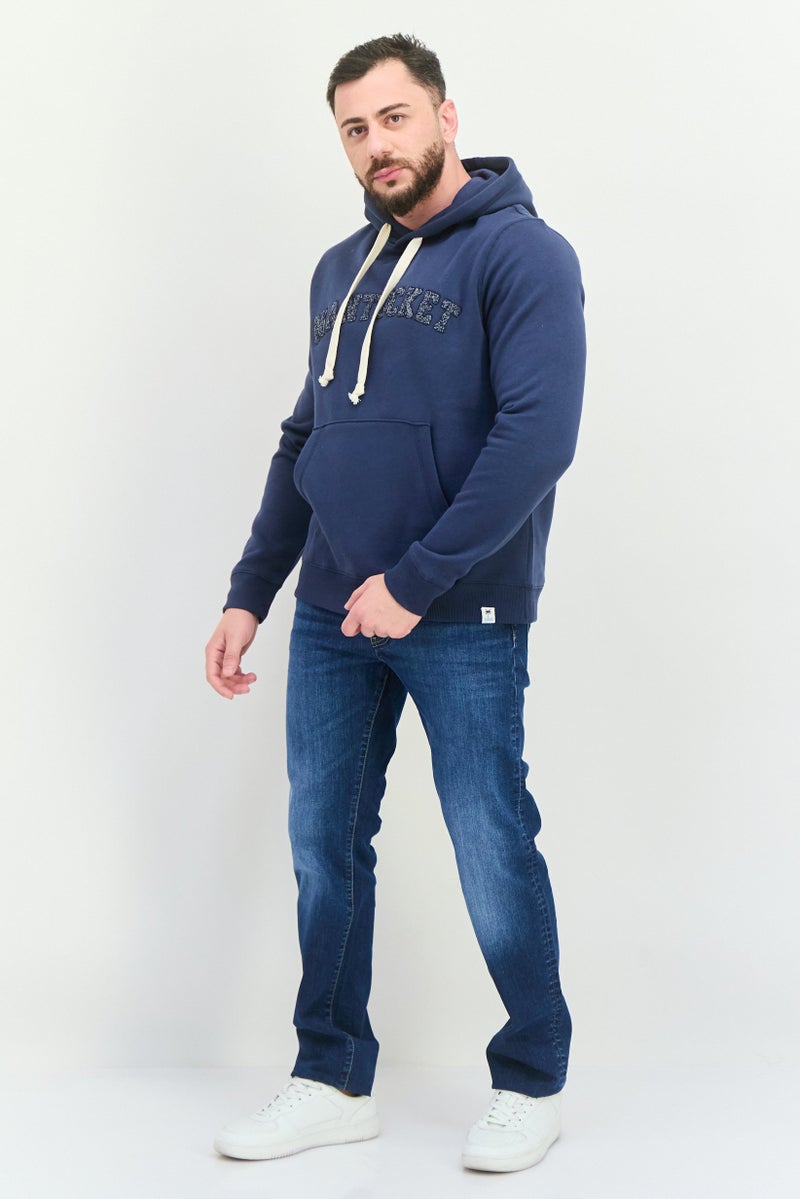 Desert Dunes Men Hooded Embroidered Long Sleeves Sweatshirt, Navy - Image 2