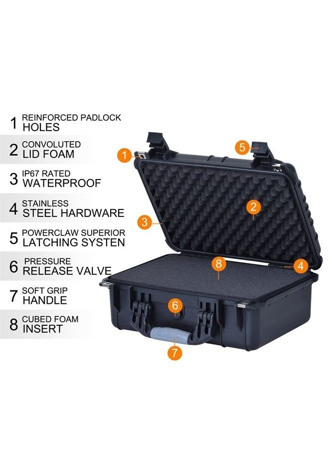 MEIJIA - Portable All Weather Waterproof Camera Case With Foam,Fit Use of Drones,Camera,Equipments,Pistols,Elegant Black,15.98x12.99x6.85inches - Image 1