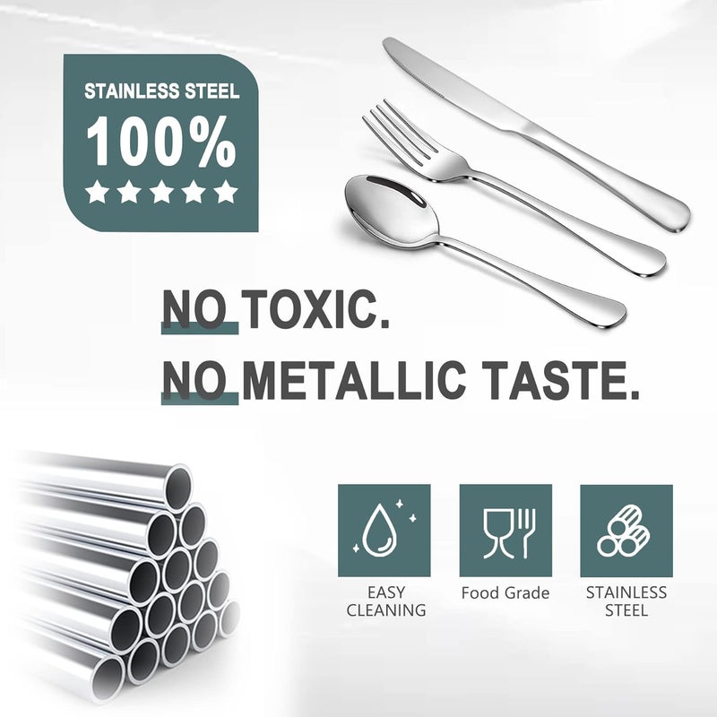 SANTUO 12 Piece Silverware Set with 6 Dinner Knives and 6 Dinner Forks,Flatware Set with Top Food Grade Stainless Steel,Tableware Cutlery Set For Home Restaurant Hotel, Mirror Finish, Dishwasher Safe - Image 3