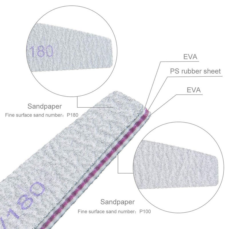 URAQT Professional Nail File, 16 Pieces Double Sided – 100/180 Grit Washable Nail File for Nails, Hair Salon, Pets (White) - Image 5