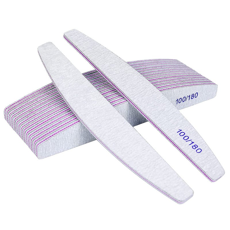 URAQT Professional Nail File, 16 Pieces Double Sided – 100/180 Grit Washable Nail File for Nails, Hair Salon, Pets (White) - Image 1
