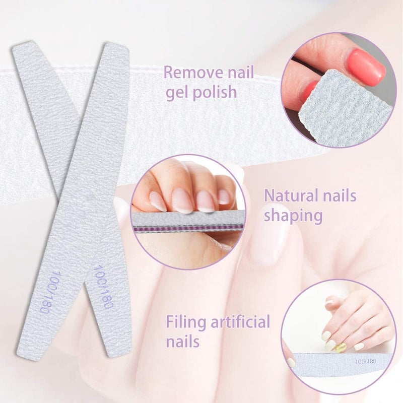 URAQT Professional Nail File, 16 Pieces Double Sided – 100/180 Grit Washable Nail File for Nails, Hair Salon, Pets (White) - Image 3