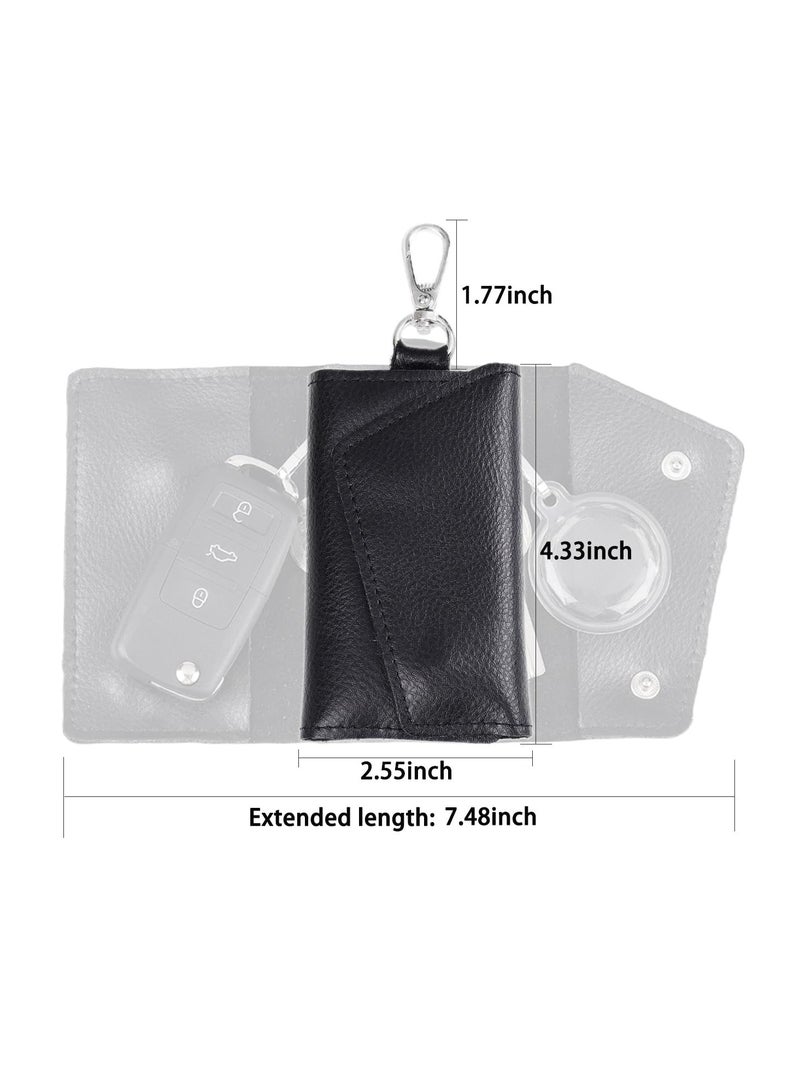 Large leather key case wallet with 6 hooks and keychains/rings - Image 3