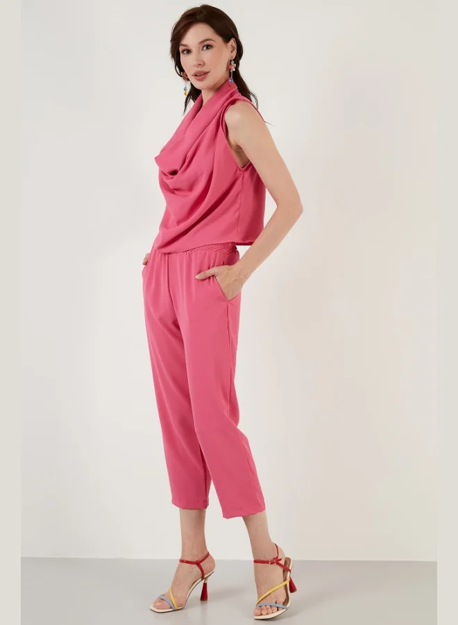 ليلا طقم نسائي صيفي من ليلا بياقة كول وجيوب وقصة مريحة