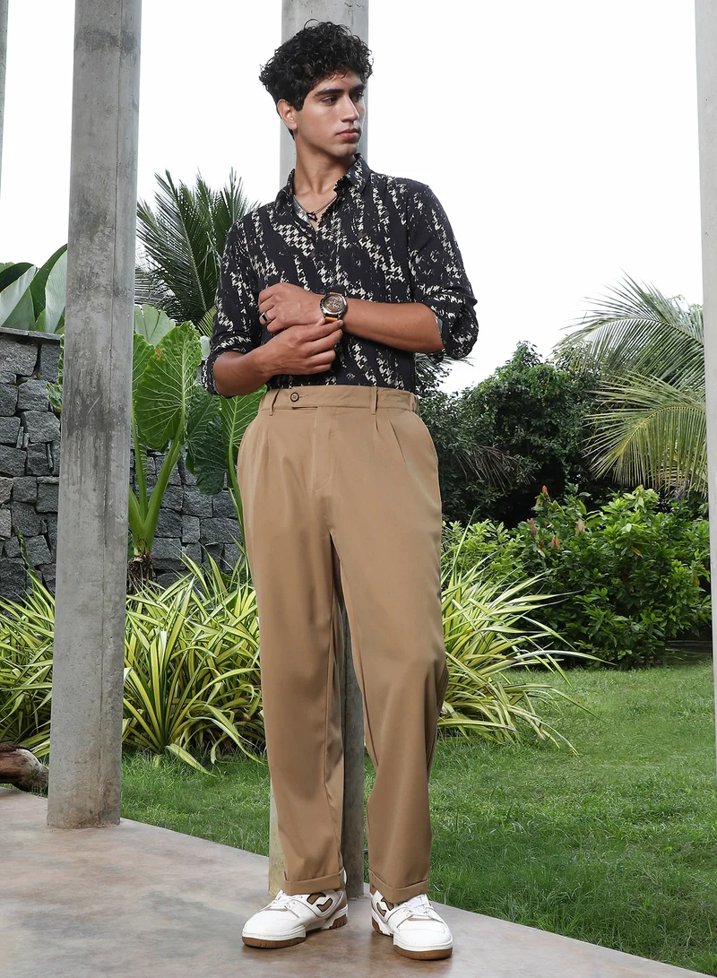 Campus Sutra Lightweight - Extended-Waistband Relaxed Trousers