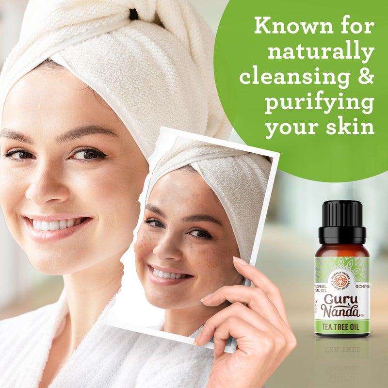 GuruNanda Tea Tree Essential Oil (0.5 Fl Oz) - 100% Pure, Natural and Undiluted Essential Oil for Diffusers - Perfect for Aromatherapy, Massages & DIY Recipes - Helps in Skin and Hair Care - Image 4