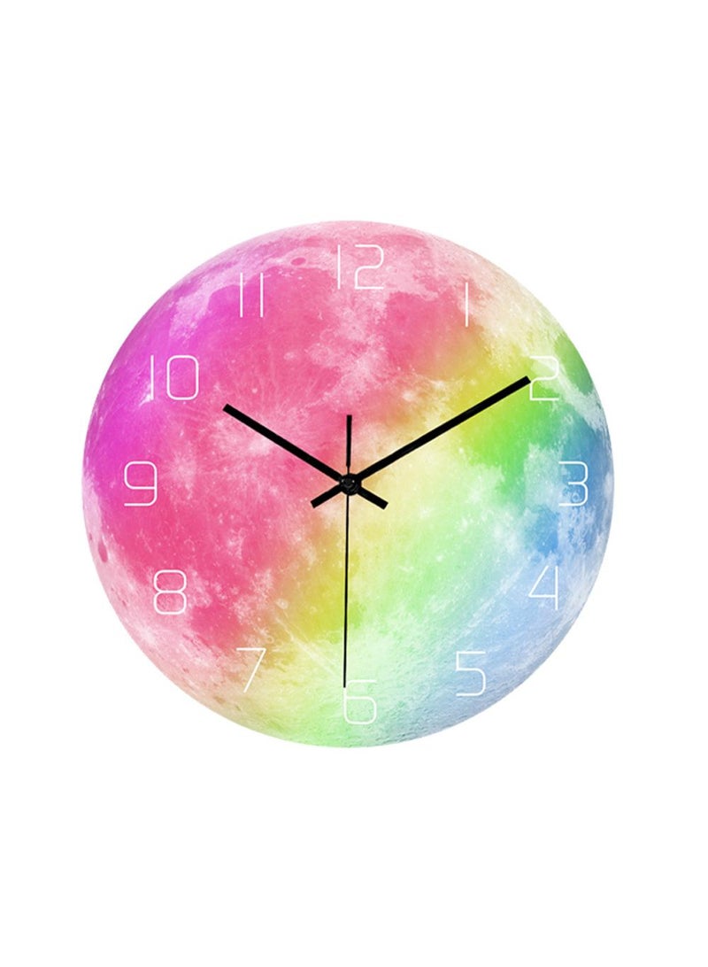 Bluejw Luminous Wall Clock For Bedroom, 12 Inch Silent Battery-Operated Wall Clocks For Living Room Or Kitchen, Large Display Night Light Up Kids Boys Birthday Gift Glow In The Dark -Moon - Image 1