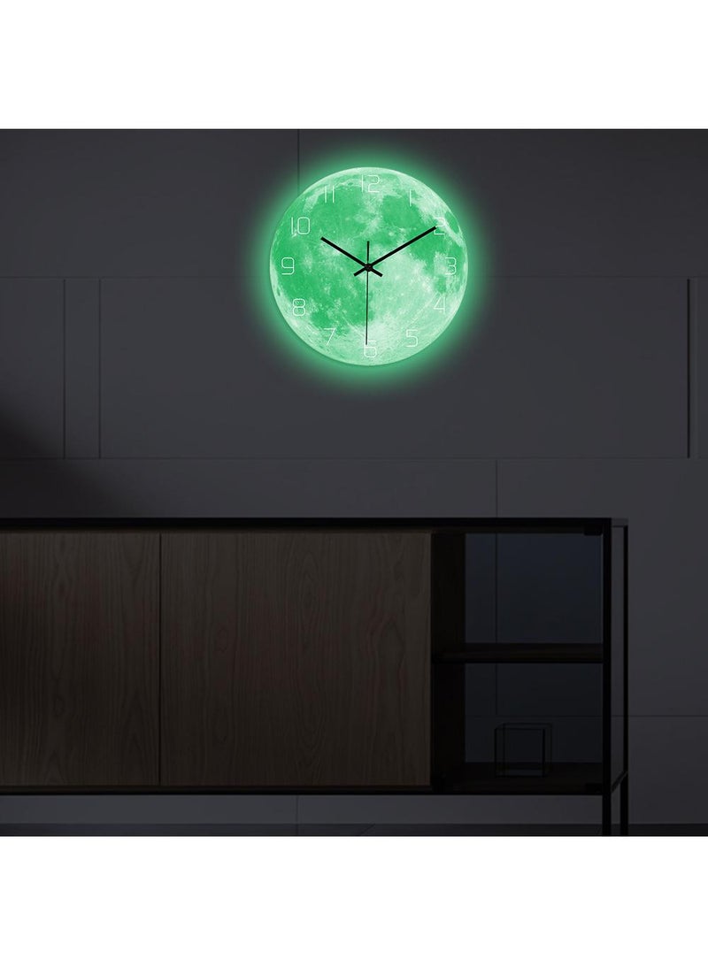 Bluejw Luminous Wall Clock For Bedroom, 12 Inch Silent Battery-Operated Wall Clocks For Living Room Or Kitchen, Large Display Night Light Up Kids Boys Birthday Gift Glow In The Dark -Moon - Image 4