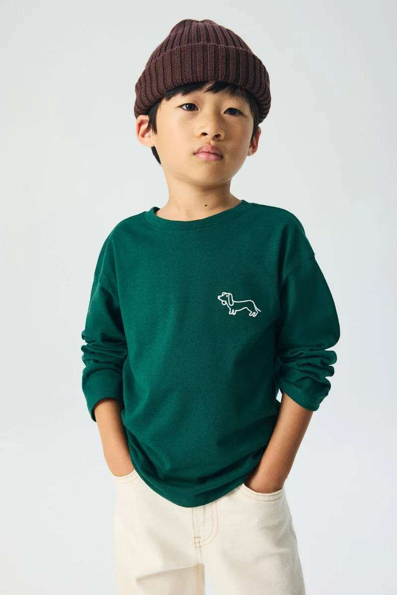 اتش اند ام تي-شيرت قطني مزين بزخارف