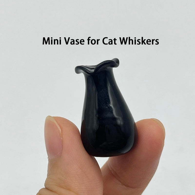 SPANSEE 2 PCS Cat Whisker Vase  Miniature Vase  Mini Vase for Cat Whiskers  Tiny Vase for Decor  Cat Whisker Holder (Black  Iridescent) - Image 4