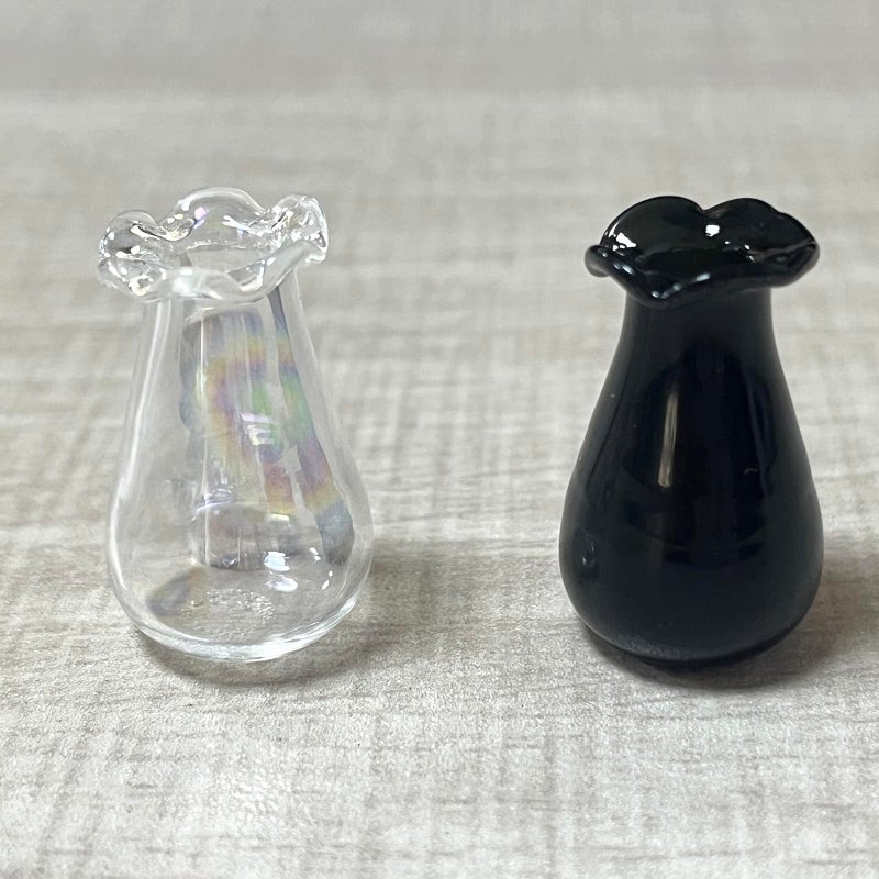 SPANSEE 2 PCS Cat Whisker Vase  Miniature Vase  Mini Vase for Cat Whiskers  Tiny Vase for Decor  Cat Whisker Holder (Black  Iridescent) - Image 2