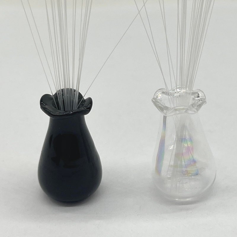 SPANSEE 2 PCS Cat Whisker Vase  Miniature Vase  Mini Vase for Cat Whiskers  Tiny Vase for Decor  Cat Whisker Holder (Black  Iridescent) - Image 1