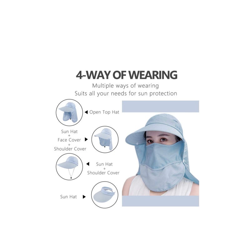 SOLARAE Wide Brim Sun Hat, Fishing Hat Cap for Men & Women, Outdoor UV Sun Protection Hat, Women Sun Face Mask Visor Hat, Waterproof Breathable Hiking Hat, UPF 50 Protection Bucke (Sky Blue) - Image 4