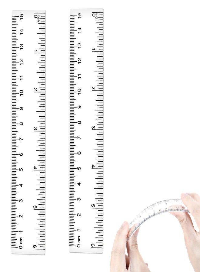 Larrel 6 Inch Clear Ruler, 2 Pcs Transparent Plastic Ruler with Dual Scales Practical Measuring Tool for Students Teachers Class Office Daily Use - Image 1