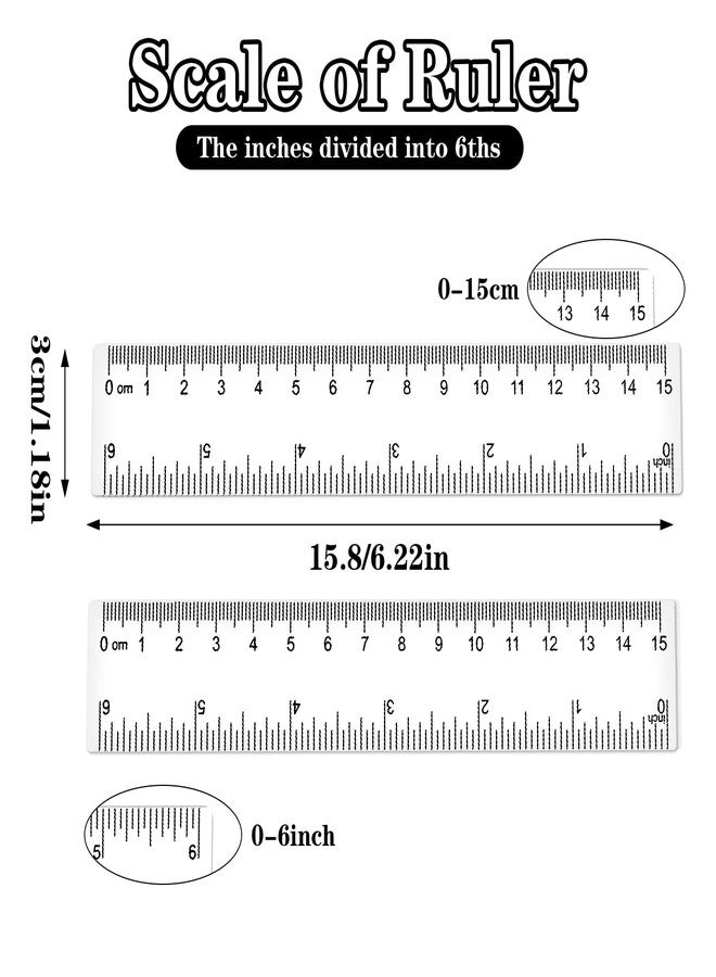 Larrel 6 Inch Clear Ruler, 2 Pcs Transparent Plastic Ruler with Dual Scales Practical Measuring Tool for Students Teachers Class Office Daily Use - Image 2