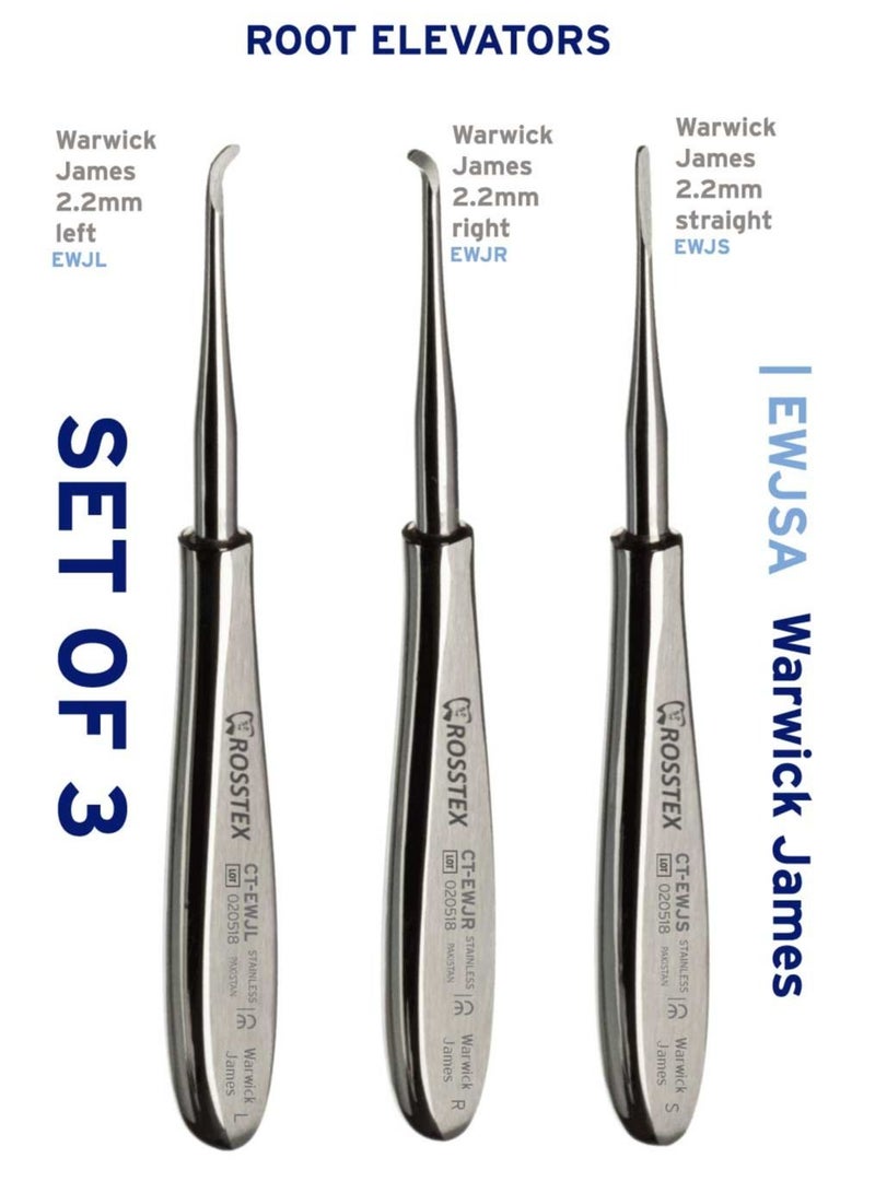 Crosstex Dental Warwick James Root Elevator Kit (pack of 3)