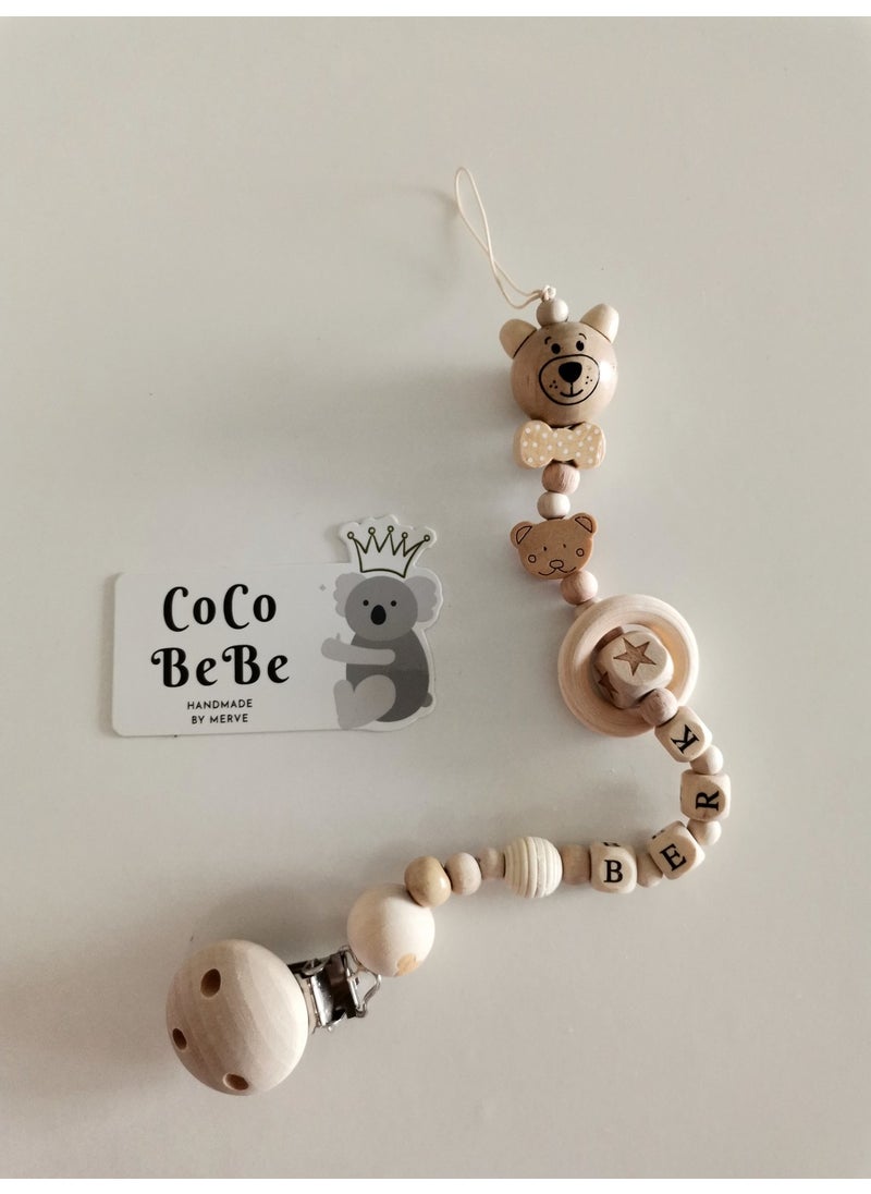 Coco Bebe 100% Natural Wooden Name-Customized Pacifier Chain  - Image 2