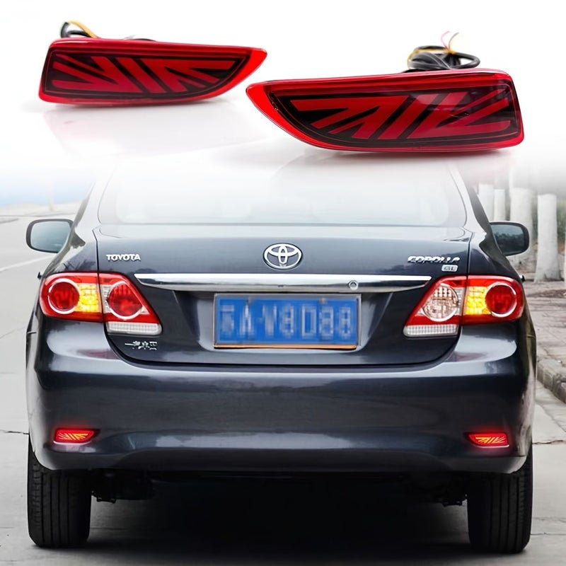 LED Rear Bumper Lights Pair For Mustang Style With Brake And Turn Signal Black - Image 1