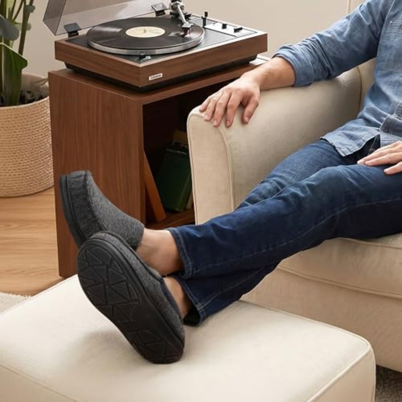شبشب رجالي من ULTRAIDEAS Moc-Toe أحذية لوفر للمنزل للاستخدام الداخلي والخارجي من إسفنج الذاكرة مع جزء علوي محبوك مسامي ودافئ - Image 5