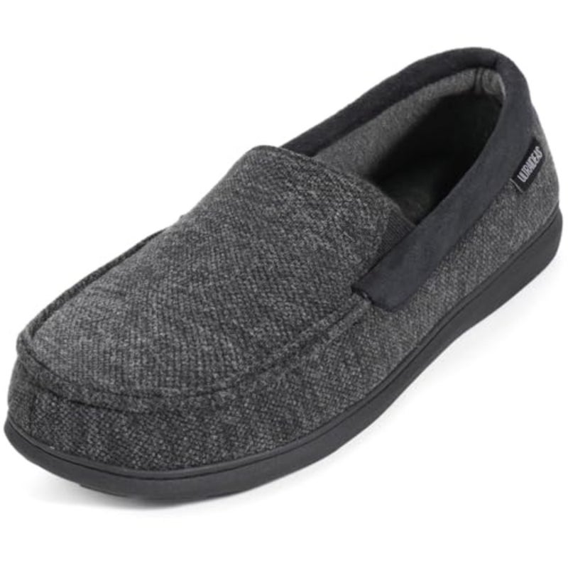 شبشب رجالي من ULTRAIDEAS Moc-Toe أحذية لوفر للمنزل للاستخدام الداخلي والخارجي من إسفنج الذاكرة مع جزء علوي محبوك مسامي ودافئ - Image 1
