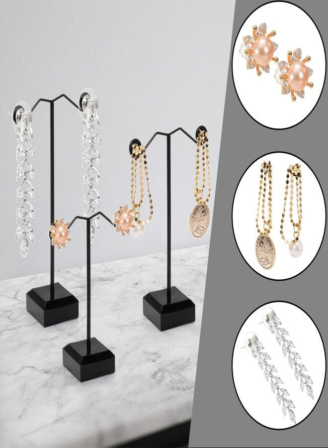Coloch 18 Pcs Metal Earring Holder, Black T Bar Earring Display with 3 Heights Hoop Earring Display Stand with Acrylic Base Earring Showroom and Tradeshow Showcase Displays for Selling, Shows - Image 3