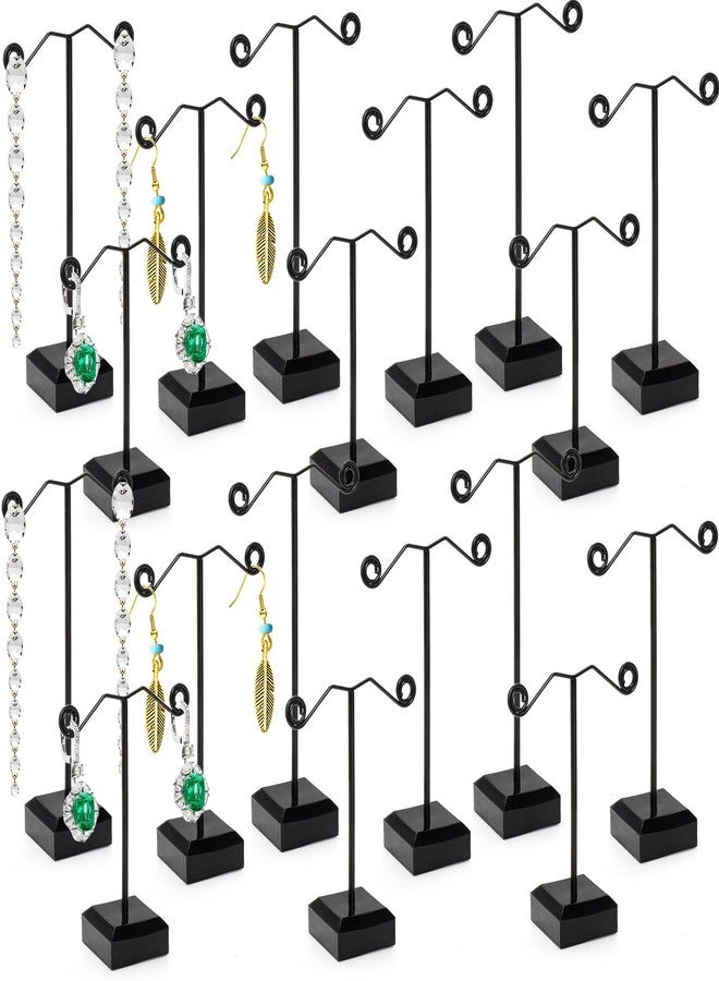 Coloch 18 Pcs Metal Earring Holder, Black T Bar Earring Display with 3 Heights Hoop Earring Display Stand with Acrylic Base Earring Showroom and Tradeshow Showcase Displays for Selling, Shows - Image 1