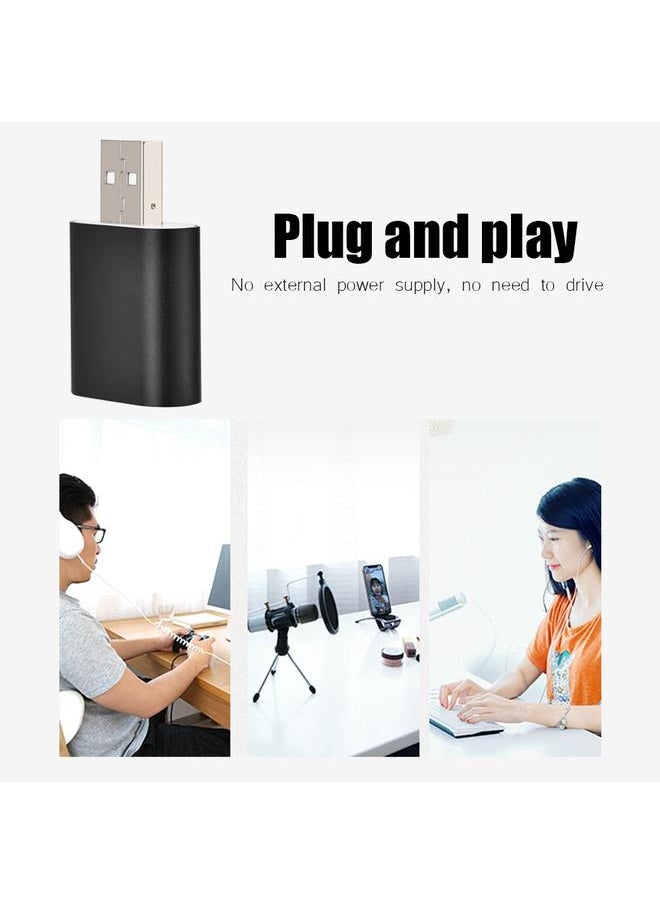 Thoraya 7.1 Channel External USB 2.0 to 3.5mm Stereo Audio Sound Card Mic Adapter Speaker (Black)  - Image 5