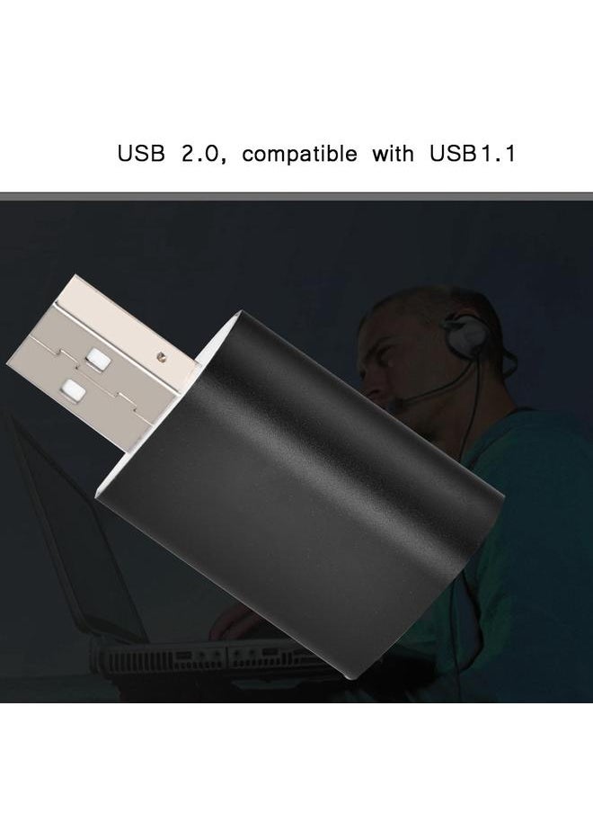 Thoraya 7.1 Channel External USB 2.0 to 3.5mm Stereo Audio Sound Card Mic Adapter Speaker (Black)  - Image 2